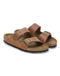 The Birkenstock Mens Arizona Natural Leather Oiled Sandals in Cognac