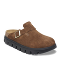 The Birkenstock Womens Papillio Boston Chunky Suede Leather Sandals in Dark Tea & Black