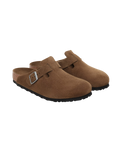 Boston Soft Footbed Suede Leather Sandals in Dark Tea