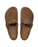 Boston Soft Footbed Suede Leather Sandals in Dark Tea