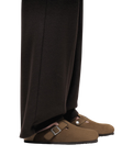 Boston Soft Footbed Suede Leather Sandals in Dark Tea