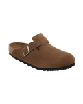 Womens Boston Soft Footbed Suede Leather Sandals in Dark Tea