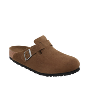Womens Boston Soft Footbed Suede Leather Sandals in Dark Tea