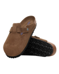 Womens Boston Soft Footbed Suede Leather Sandals in Dark Tea