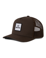 The Brixton Mens Alpha Block Netplus Trucker Cap in Brown & Brown