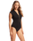 The Seafolly Womens Collective Zip Front One Piece Swimsuit in Black