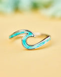 The Pura Vida Enamel Wave Ring in Silver