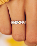 Painted Blooms Ring in Silver