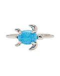 Opal Sea Turtle Ring in Silver
