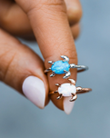Opal Sea Turtle Ring in Silver
