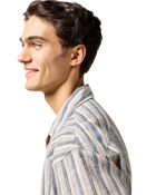 The Wrangler Mens Resort Shirt in Indigo Stripe