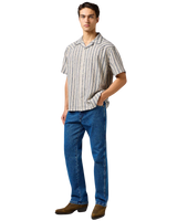The Wrangler Mens Resort Shirt in Indigo Stripe