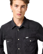 The Wrangler Mens Western Shirt in Rinse Black