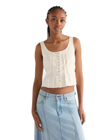 Pleated Corset Top in Worn White