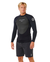 Omega 1.5mm Long Sleeve Rash Vest in Black