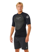 Omega 1.5mm Short Sleeved Rash Vest in Black
