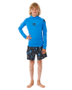 Boys Waves UPF Long Sleeved Rash Vest in Blue Gum