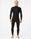 Dawn Patrol Perf 4/3mm Chest Zip Wetsuit in Black