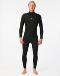 Dawn Patrol Perf 4/3mm Chest Zip Wetsuit in Black