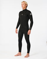 Dawn Patrol Perf 4/3mm Chest Zip Wetsuit in Black