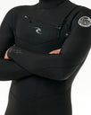 Dawn Patrol Perf 4/3mm Chest Zip Wetsuit in Black