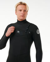 Dawn Patrol Perf 4/3mm Chest Zip Wetsuit in Black