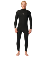 Dawn Patrol Perf 3/2mm Chest Zip Wetsuit in Black
