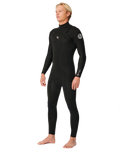 Dawn Patrol Perf 3/2mm Chest Zip Wetsuit in Black