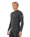 Dawn Patrol UPF Performance Long Sleeved Rash Vest in Black Marle