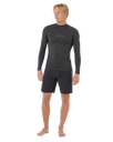 Dawn Patrol UPF Performance Long Sleeved Rash Vest in Black Marle
