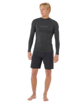 Dawn Patrol UPF Performance Long Sleeved Rash Vest in Black Marle