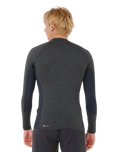 Dawn Patrol UPF Performance Long Sleeved Rash Vest in Black Marle