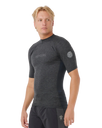 Dawn Patrol UPF Performance Short Sleeved Rash Vest in Black Marle