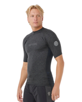 Dawn Patrol UPF Performance Short Sleeved Rash Vest in Black Marle