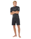 Dawn Patrol UPF Performance Short Sleeved Rash Vest in Black Marle