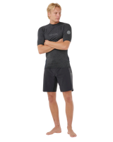 Dawn Patrol UPF Performance Short Sleeved Rash Vest in Black Marle