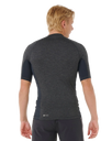 Dawn Patrol UPF Performance Short Sleeved Rash Vest in Black Marle