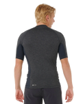 Dawn Patrol UPF Performance Short Sleeved Rash Vest in Black Marle