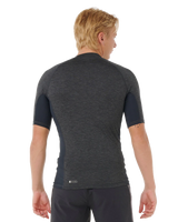 Dawn Patrol UPF Performance Short Sleeved Rash Vest in Black Marle
