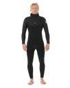 The Rip Curl Mens Dawn Patrol 5/4mm Hooded Chest Zip Wetsuit in Black