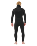 The Rip Curl Mens Dawn Patrol 5/4mm Hooded Chest Zip Wetsuit in Black