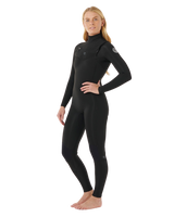 Womens Dawn Patrol 3/2mm Chest Zip Wetsuit in Black