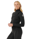Womens Dawn Patrol 3/2mm Chest Zip Wetsuit in Black