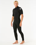 Dawn Patrol 2mm Chest Zip Short Sleeve Wetsuit in Black