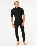 Dawn Patrol 2mm Chest Zip Short Sleeve Wetsuit in Black