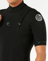 Dawn Patrol 2mm Chest Zip Short Sleeve Wetsuit in Black