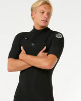 Dawn Patrol 2mm Chest Zip Short Sleeve Wetsuit in Black