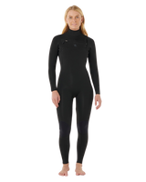 Womens Dawn Patrol Pro 4/3mm Chest Zip Wetsuit in Black