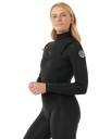 Womens Dawn Patrol Pro 4/3mm Chest Zip Wetsuit in Black