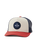 The Rip Curl Mens Routine Curve Trucker Cap in White, Navy & Red